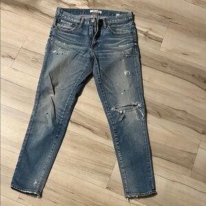 Moussy Light Blue Distressed Ankle Jeans